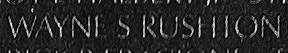 Engraving on The Wall of the name of Constructionman Wayne Sterling Rushton, U.S. Navy